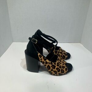 LuLaRoe Leopard Print Block Heel Sandals - Black & Brown